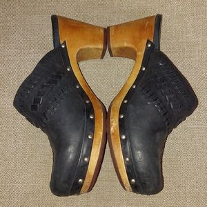 UGG Wooden Leather Mule Clogs